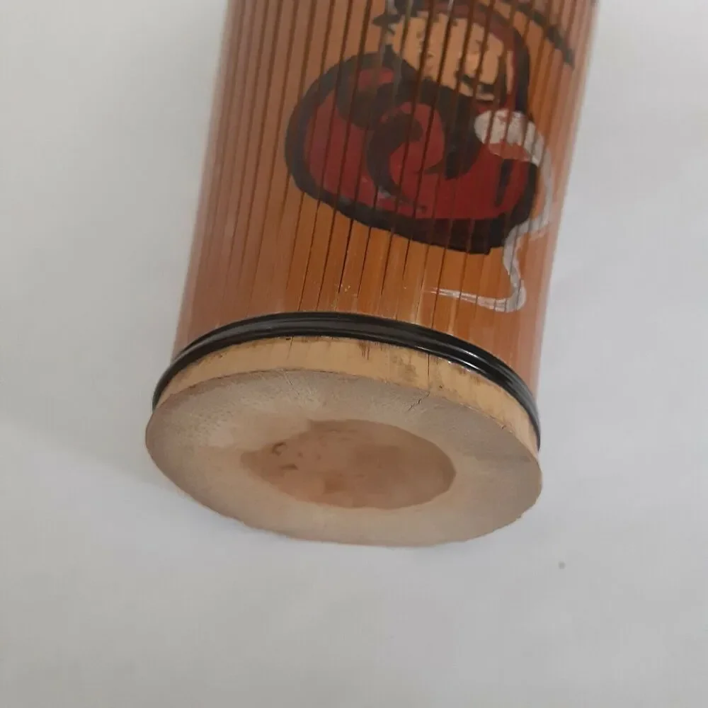 Vintage Asian Bamboo handprinted vase 9.5